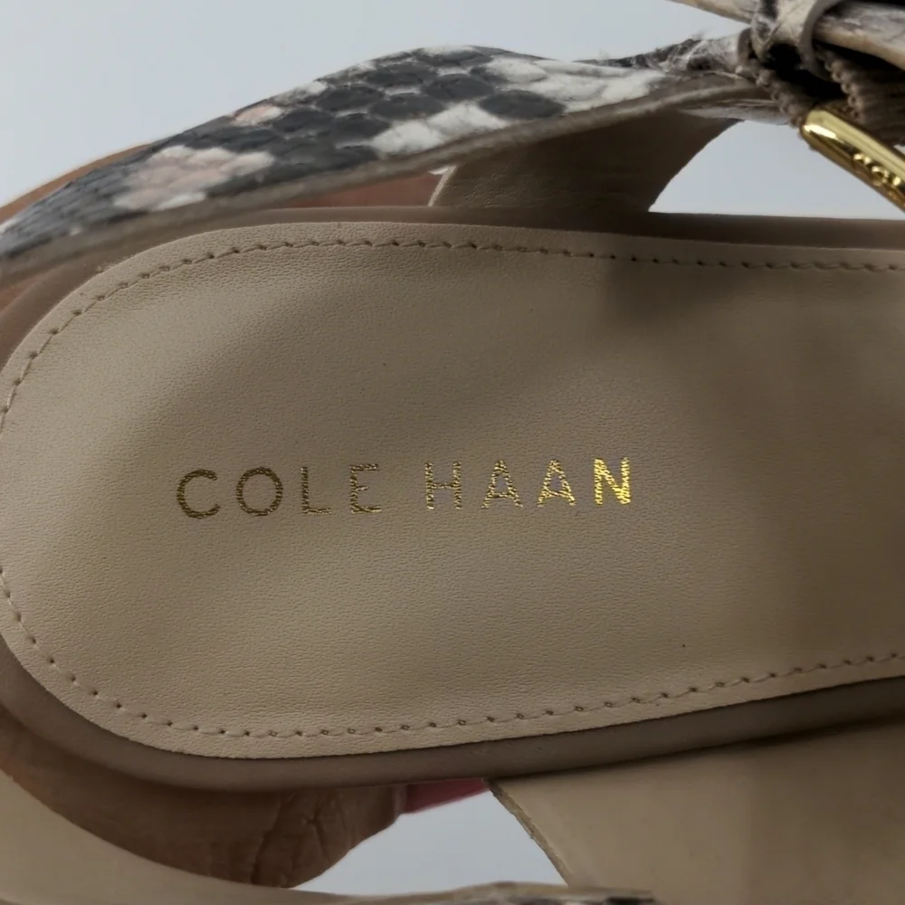 NWT COLE HAAN Snakeskin Leather Wedge Sandals